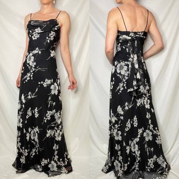 Cache prom dress vintage rhinestone beaded floral maxi gown cocktail formal S - Picture 14 of 17
